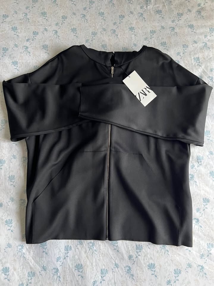 NEW Zara Neoprene Full-Zip Hoodie - photo 2