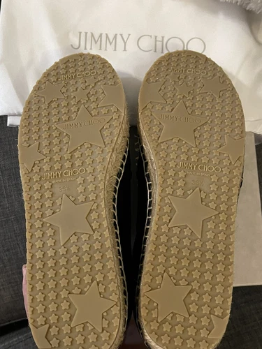 BRAND NEW Authentic JIMMY CHOO Black Lichi Flat Espadrilles US6. - photo 5