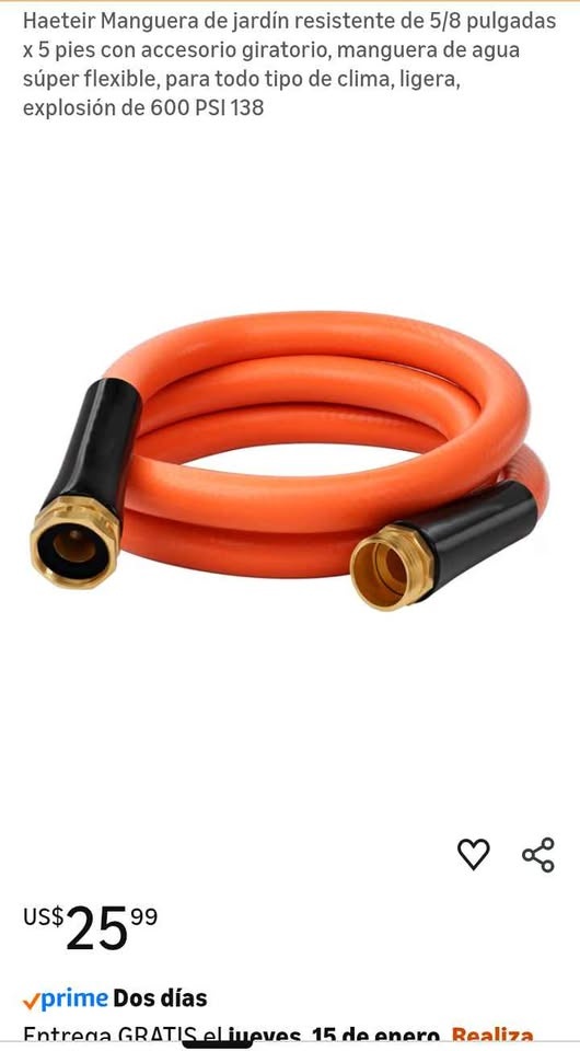 Haeteir 5/8-inch x 5-foot Garden Hose - photo 2