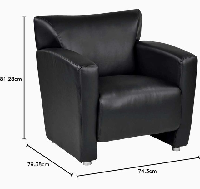 Office Star Sofa+Armchair, Black Faux Leather - photo 2