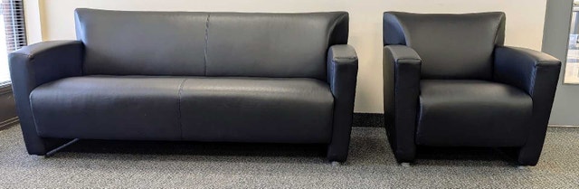 Office Star Sofa+Armchair, Black Faux Leather - photo 3