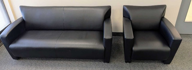 Office Star Sofa+Armchair, Black Faux Leather - photo 4