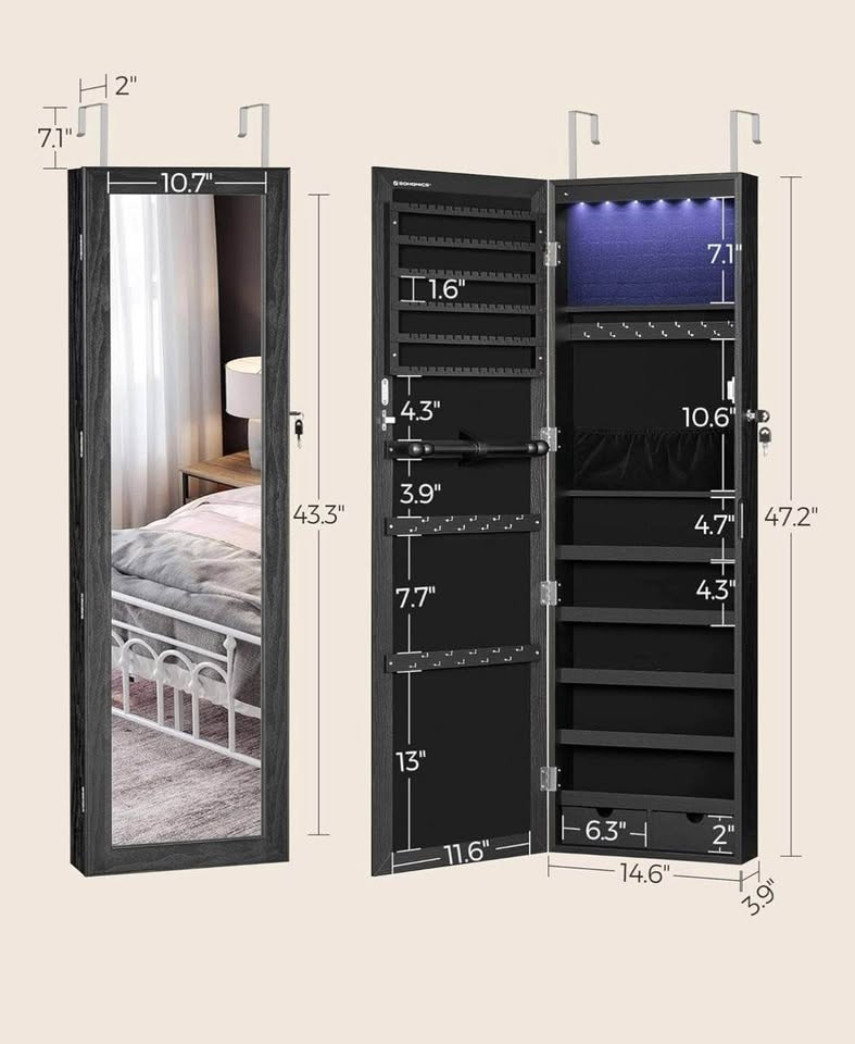 💎 SONGMICS LED Mirror Jewelry Cabinet (NEW) - photo 3