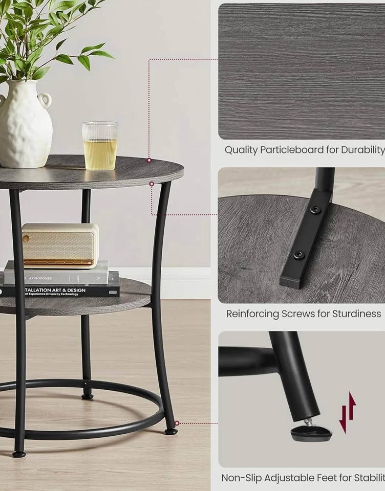 🆕 VASAGLE 2-Tier Round Side Table | Modern End Table - photo 4
