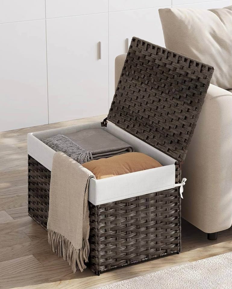 SONGMICS Storage Basket with Lid – Large Woven Storage Bin - photo 2