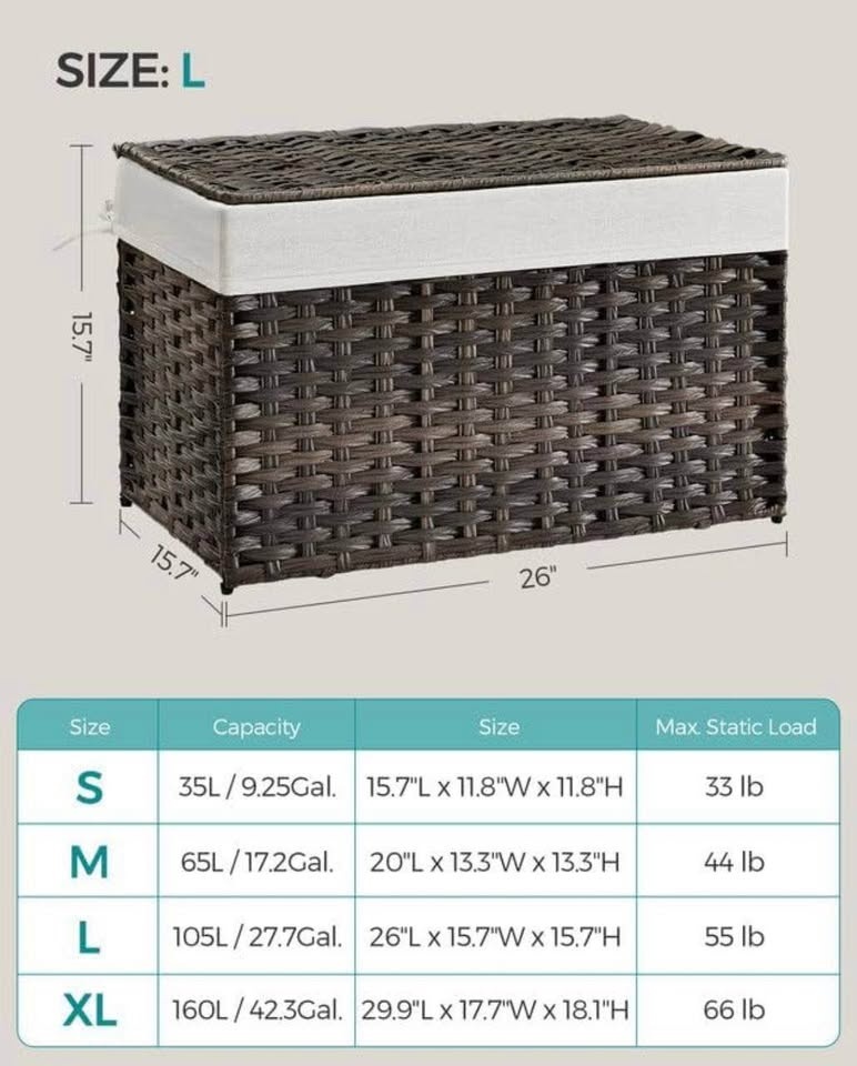 SONGMICS Storage Basket with Lid – Large Woven Storage Bin - photo 3
