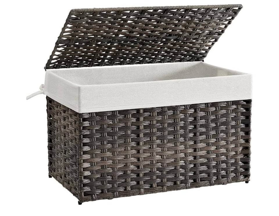 SONGMICS Storage Basket with Lid – Large Woven Storage Bin - photo 4