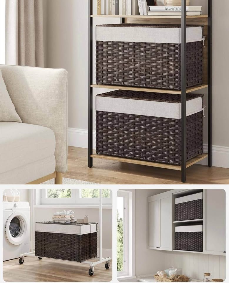 SONGMICS Storage Basket with Lid – Large Woven Storage Bin - photo 5