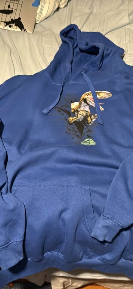 Jurassic Park Velociraptor Blue Hoodie Men’s 2XL