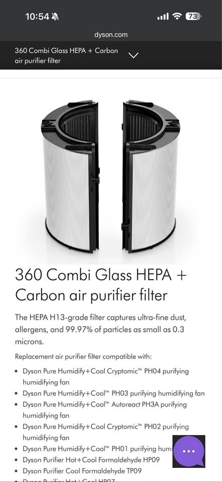 Dyson 360 Combi Glass HEPA + Carbon air purifier filter