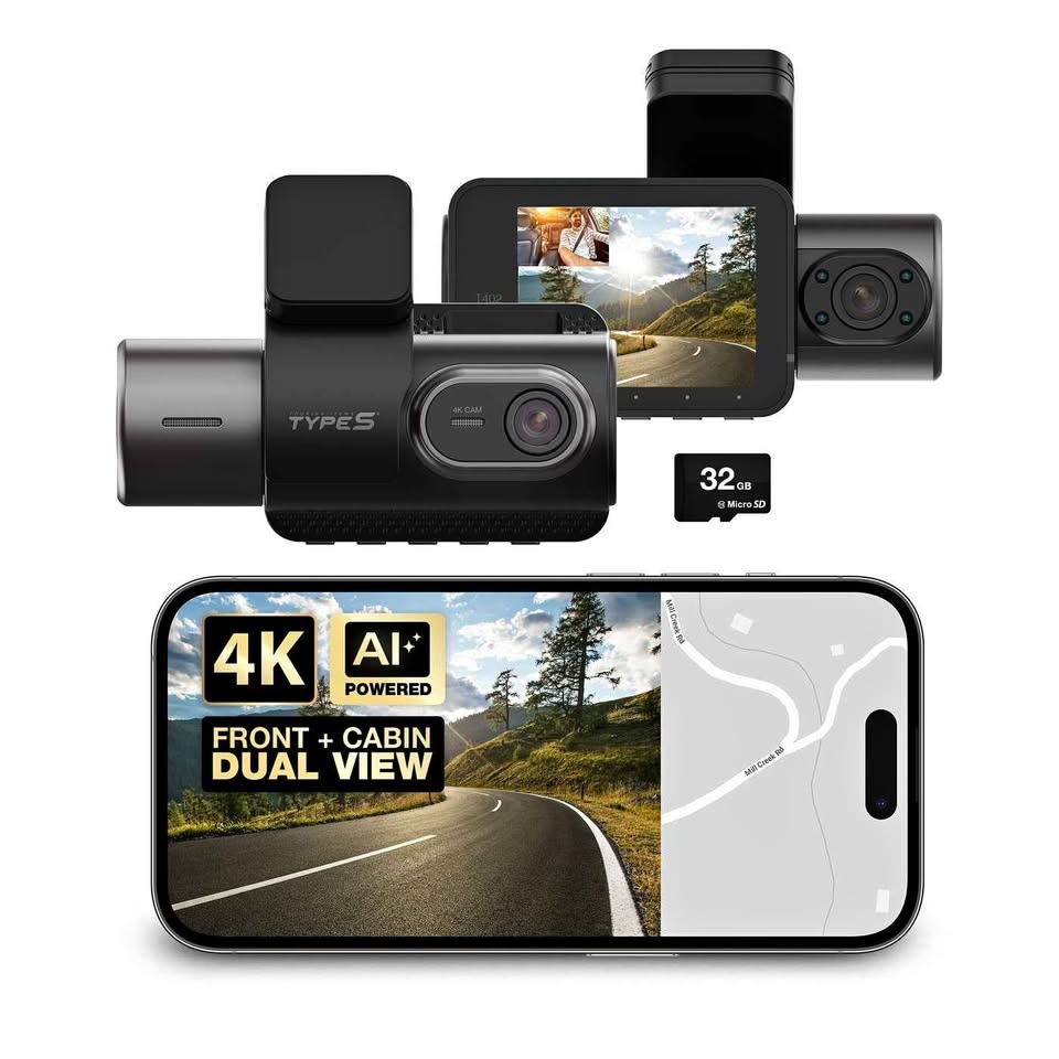 T402 Dual View 4K Dashcam + 32GB SD-Card