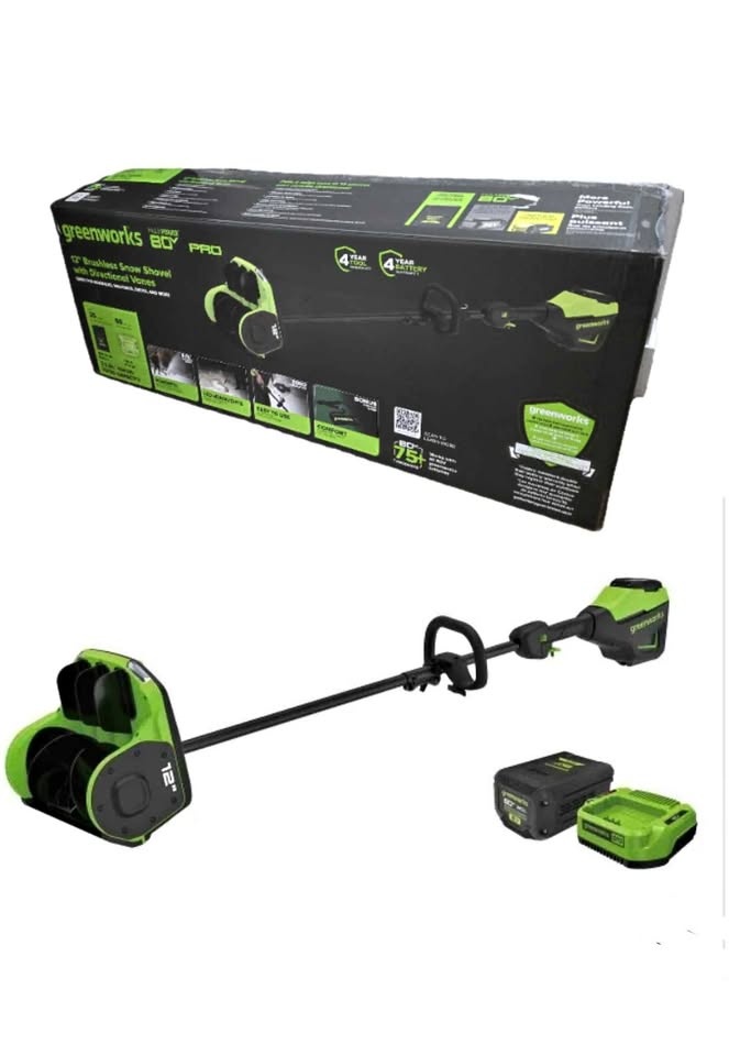 Greenworks 80V 12" Snow Shovel (Battery + Charger)