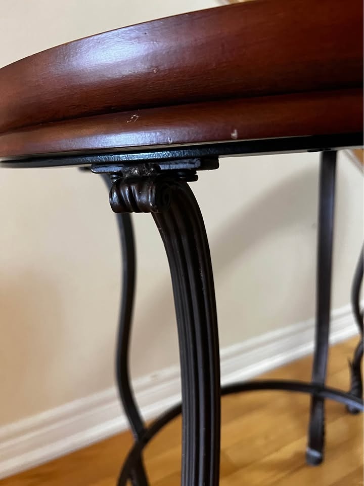 Art deco side tables iron wood and glass - photo 3