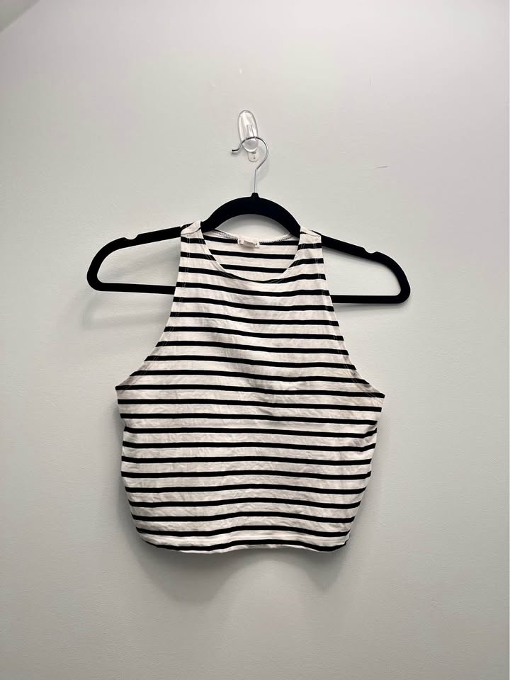 Black & White Striped Crop Top
