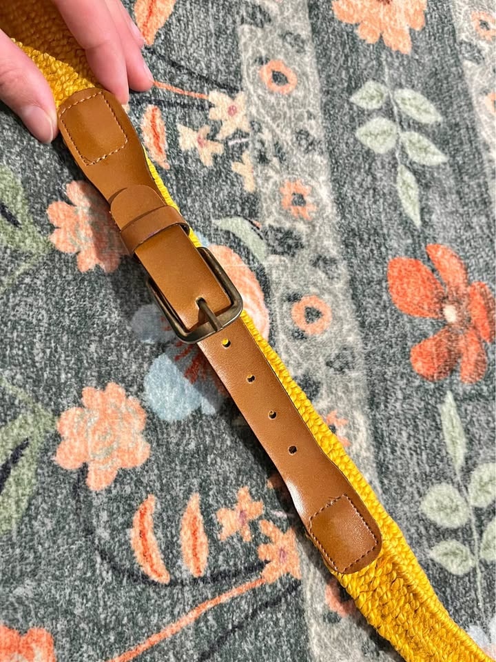 Genuine Vintage Leather Yellow Belt