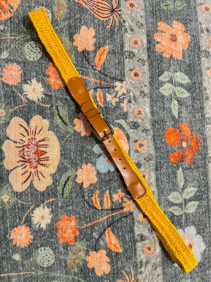 Genuine Vintage Leather Yellow Belt - photo 2
