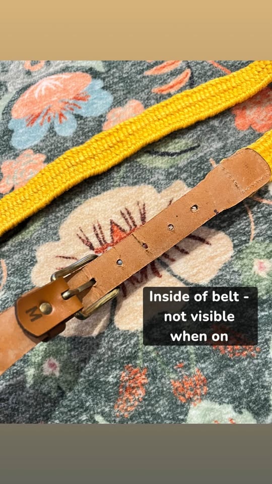 Genuine Vintage Leather Yellow Belt - photo 3