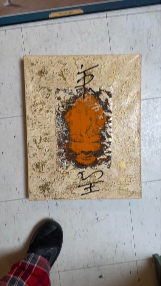 Large Textured Abstract Buddha Painting - Bali 2007🥕 - photo 2