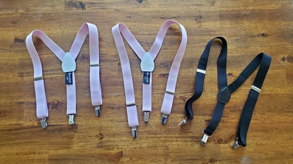 Boys Suspenders - Ring Boy, Ring Bearer - 1 Black, 2 Pink