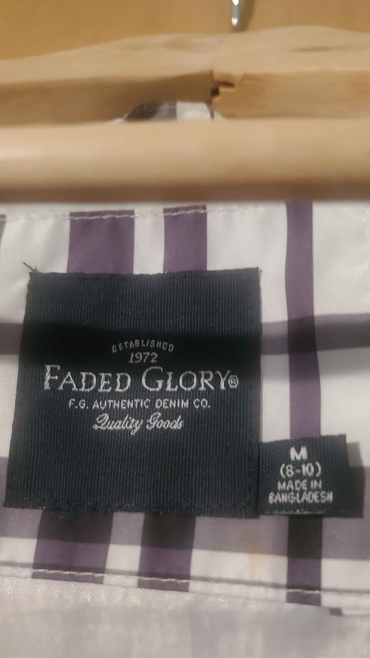 Faded Glory Black And White Plaid Trench Coat, Rain Coat M (8/10 - photo 3