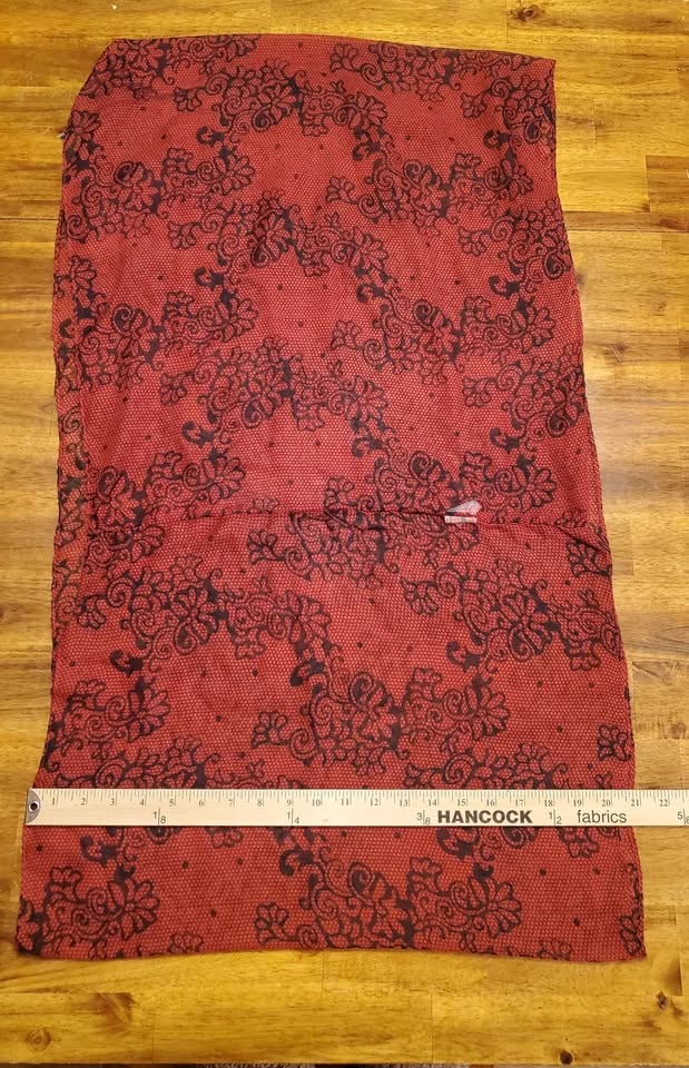 Chic Red and Black Floral Infinity Scarf Semi Sheer - photo 4