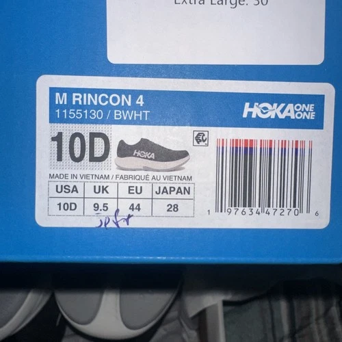 Hoka One One Rincon 4 Men's Size 10D Running Shoes Black/White - photo 5