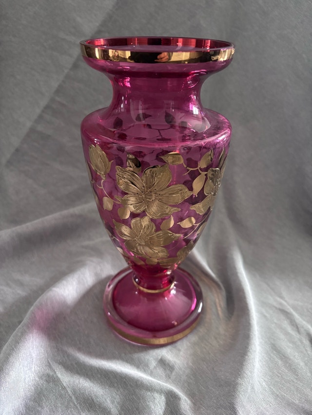 Cranberry Crystal Vase