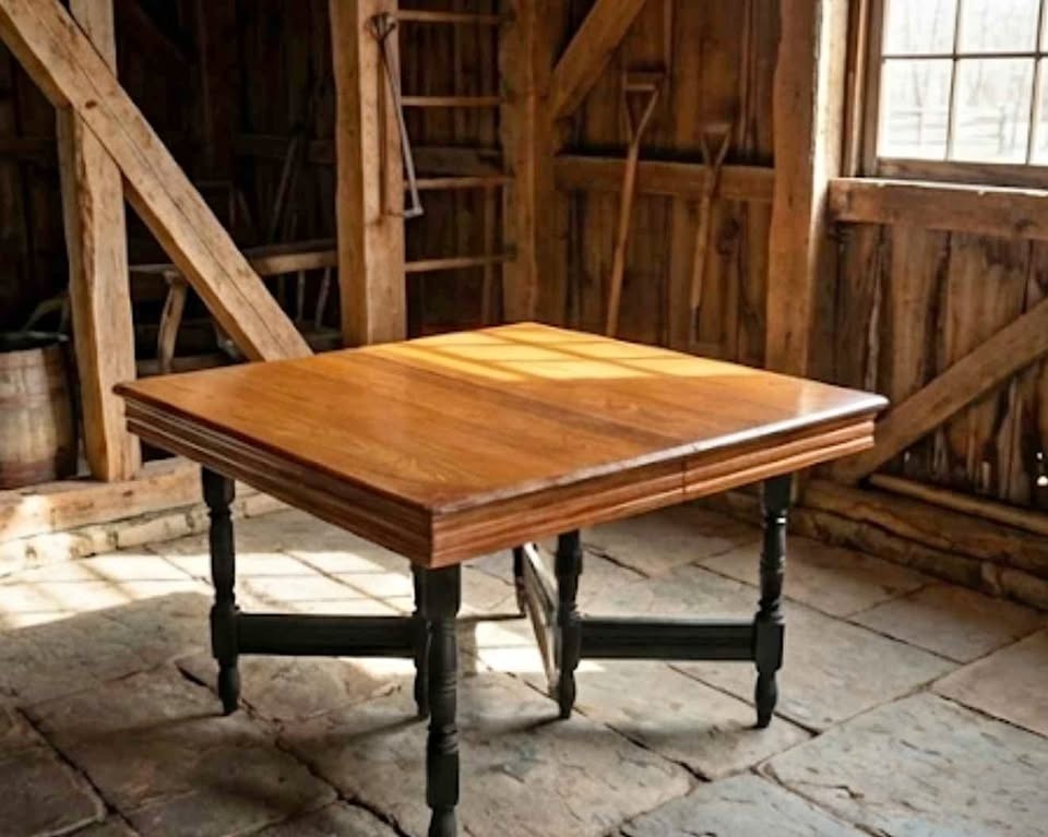 Antique 1920s Oak Draw-Leaf Dining Table | Restored Farmhouse St