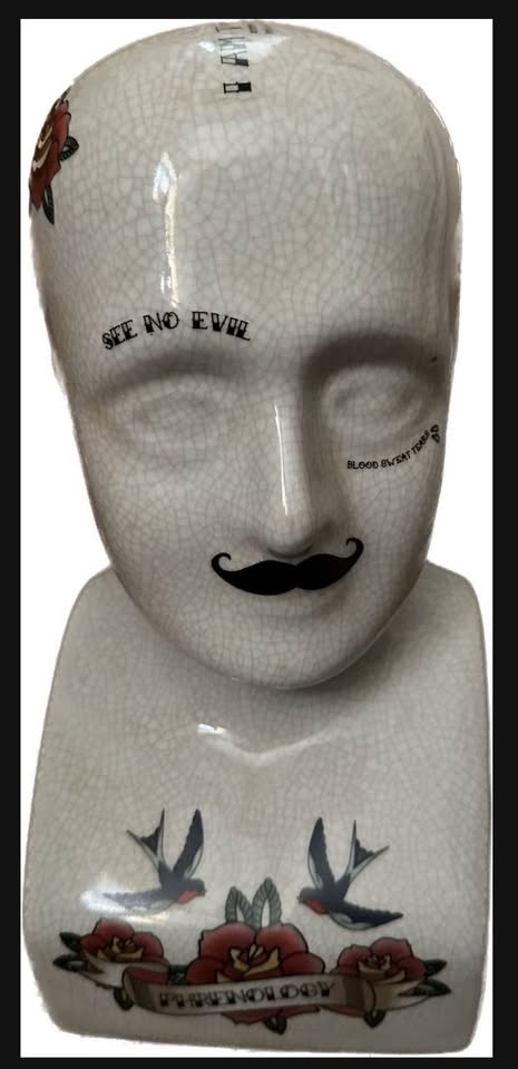 Phrenology tattoo bust