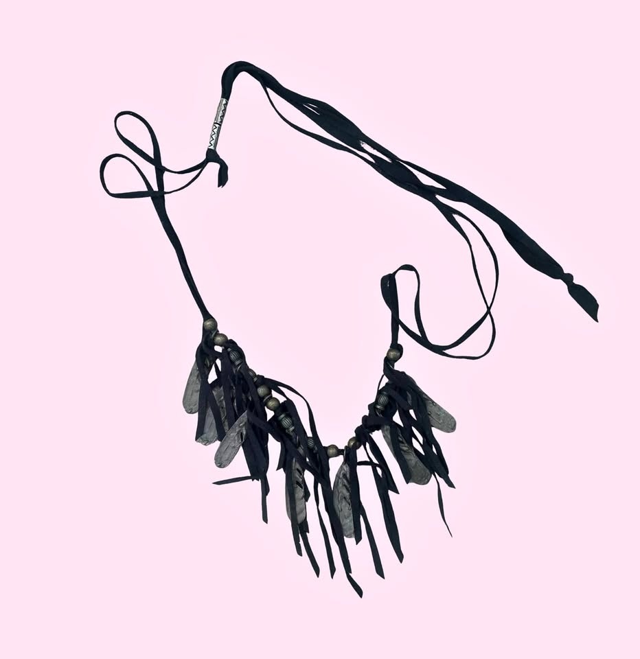 Feathers & Fringe Leather Necklace