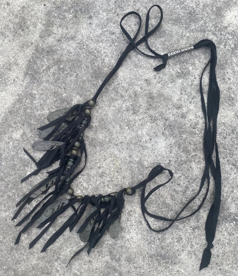 Feathers & Fringe Leather Necklace - photo 2