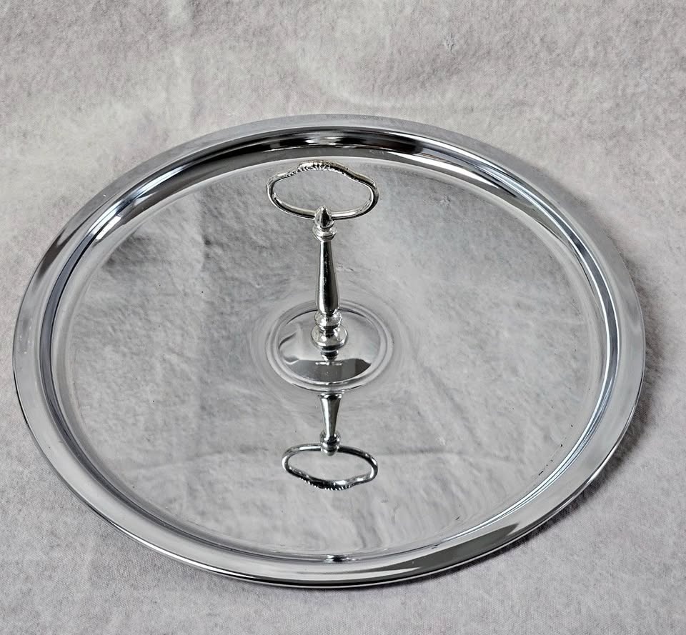 Vintage Round Serving Tray with Handle