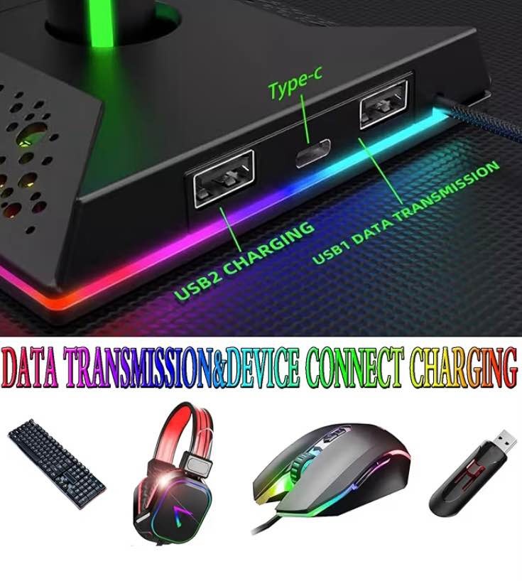 RGB Gaming Controller Stand, Headphone and Controller Holder - photo 2