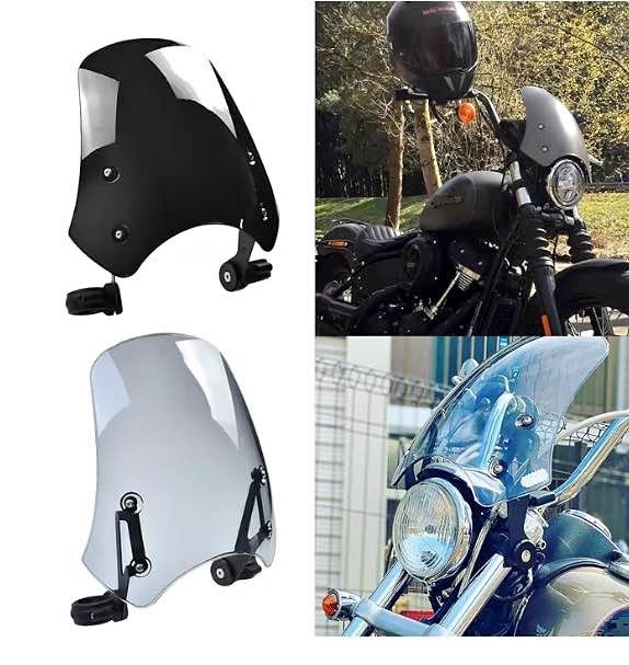 Midimttop Motorcycle WindScreen for Universal Har-Ley