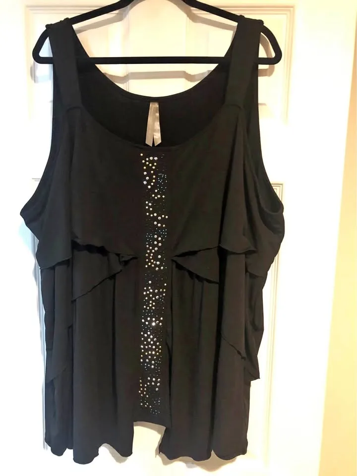 Sleeveless Blouse with Ornate Detailing, 5X thumbnail