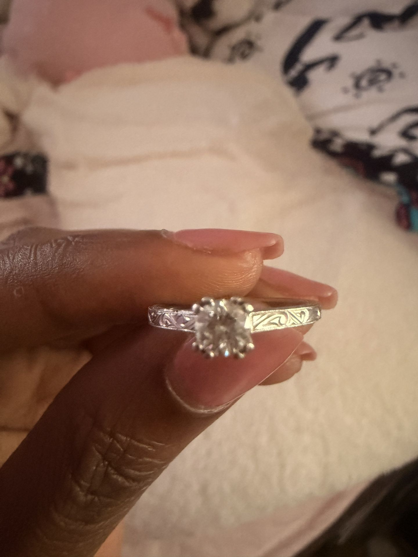 14k White Gold Noam Carver Natural Diamond Engagement Ring With