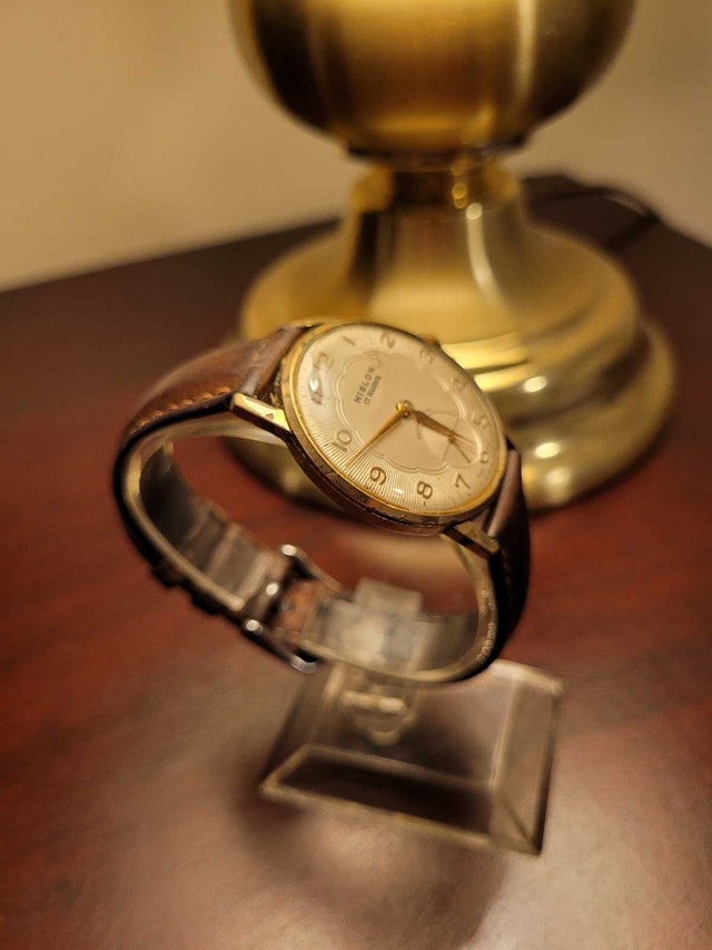 Rare Vintage Hislon 17 Rubis Gold With Brown Leather Men's Watch - photo 3