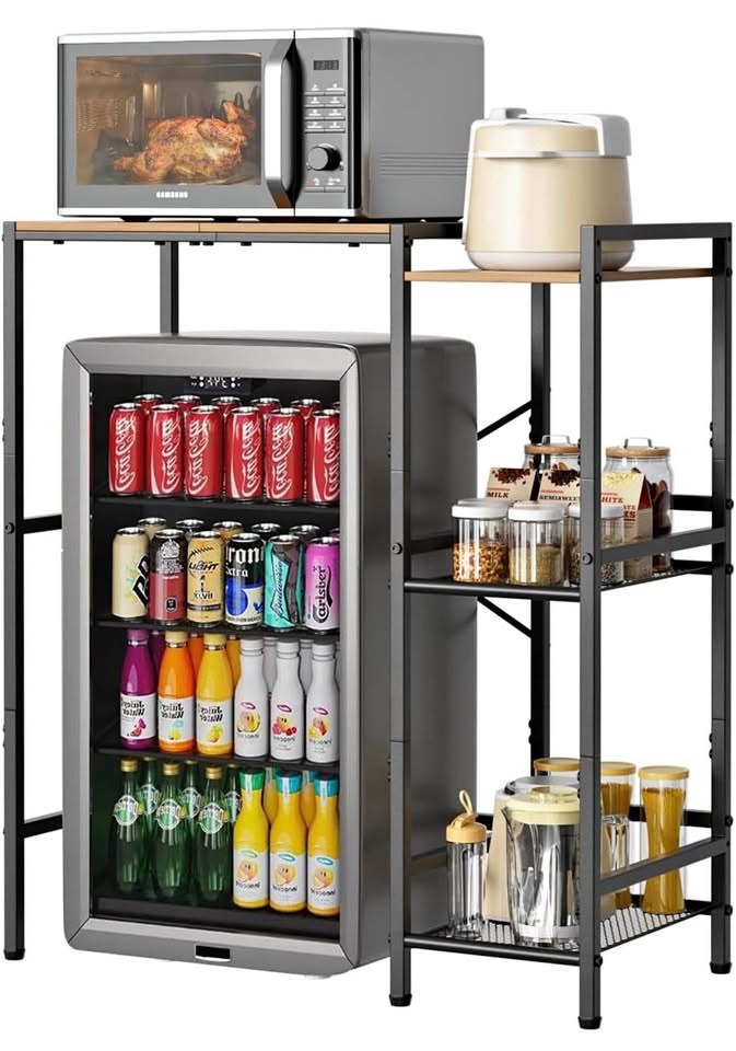 (New) Mini Fridge Stand with Storage Shelves