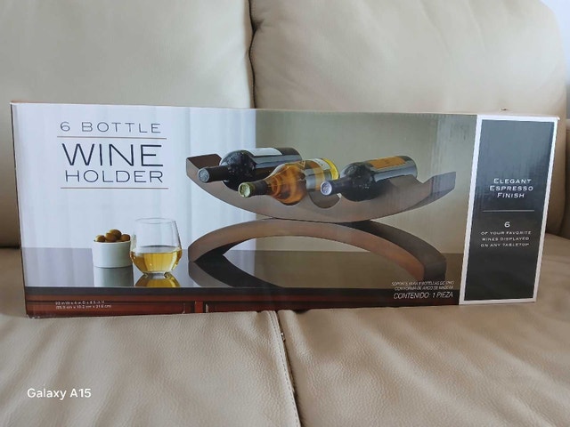 6 Bottle Wine Holder Wood Elegant Espresso Finish