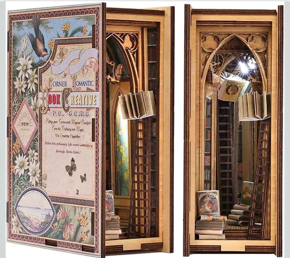 DIY Wooden Book Nook Kit * Elves Library * Miniature * NEW