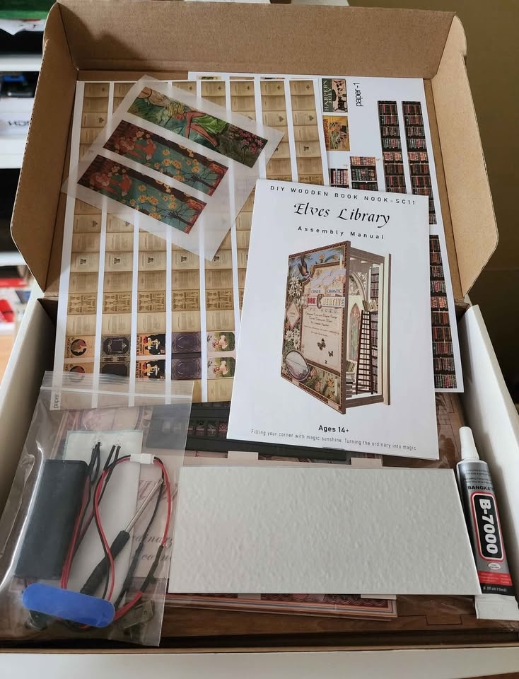 DIY Wooden Book Nook Kit * Elves Library * Miniature * NEW - photo 2