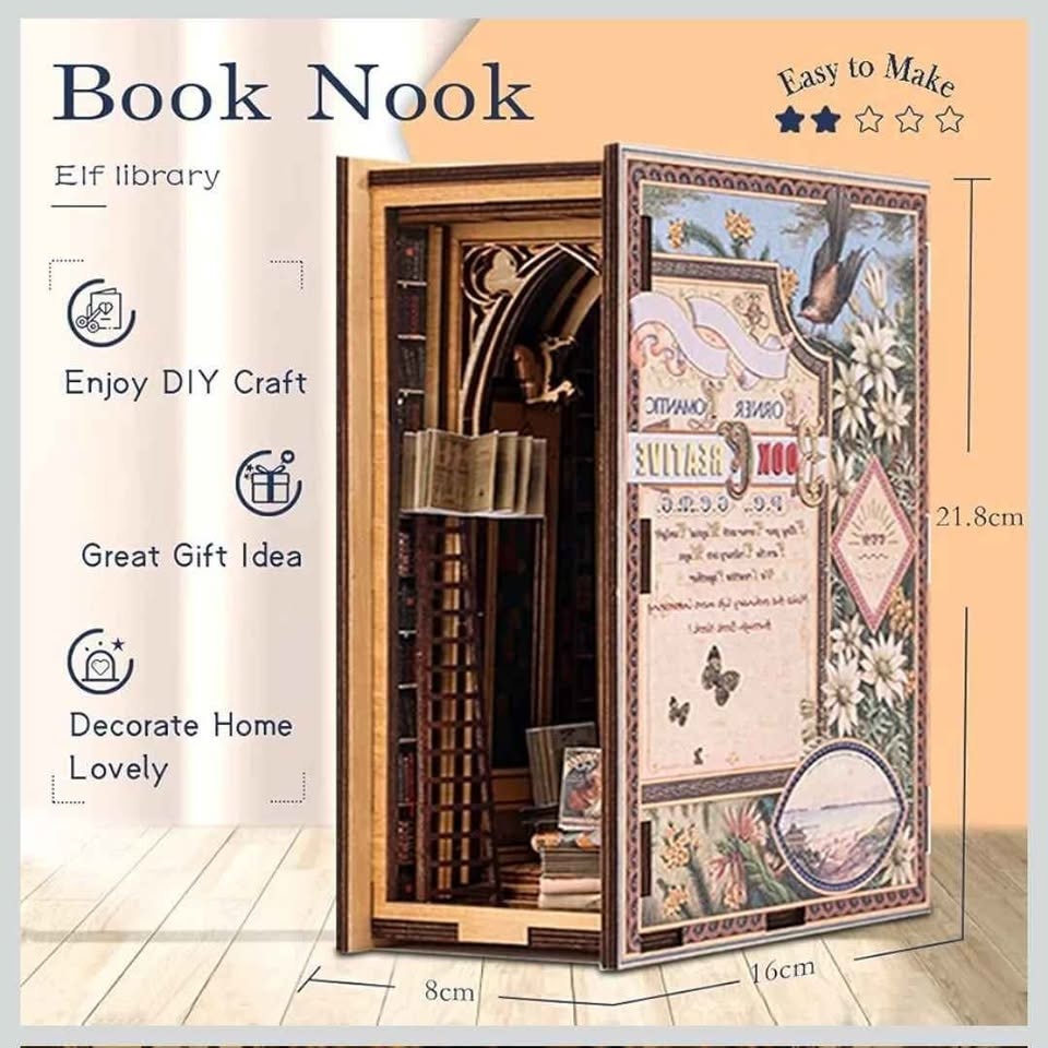 DIY Wooden Book Nook Kit * Elves Library * Miniature * NEW - photo 4