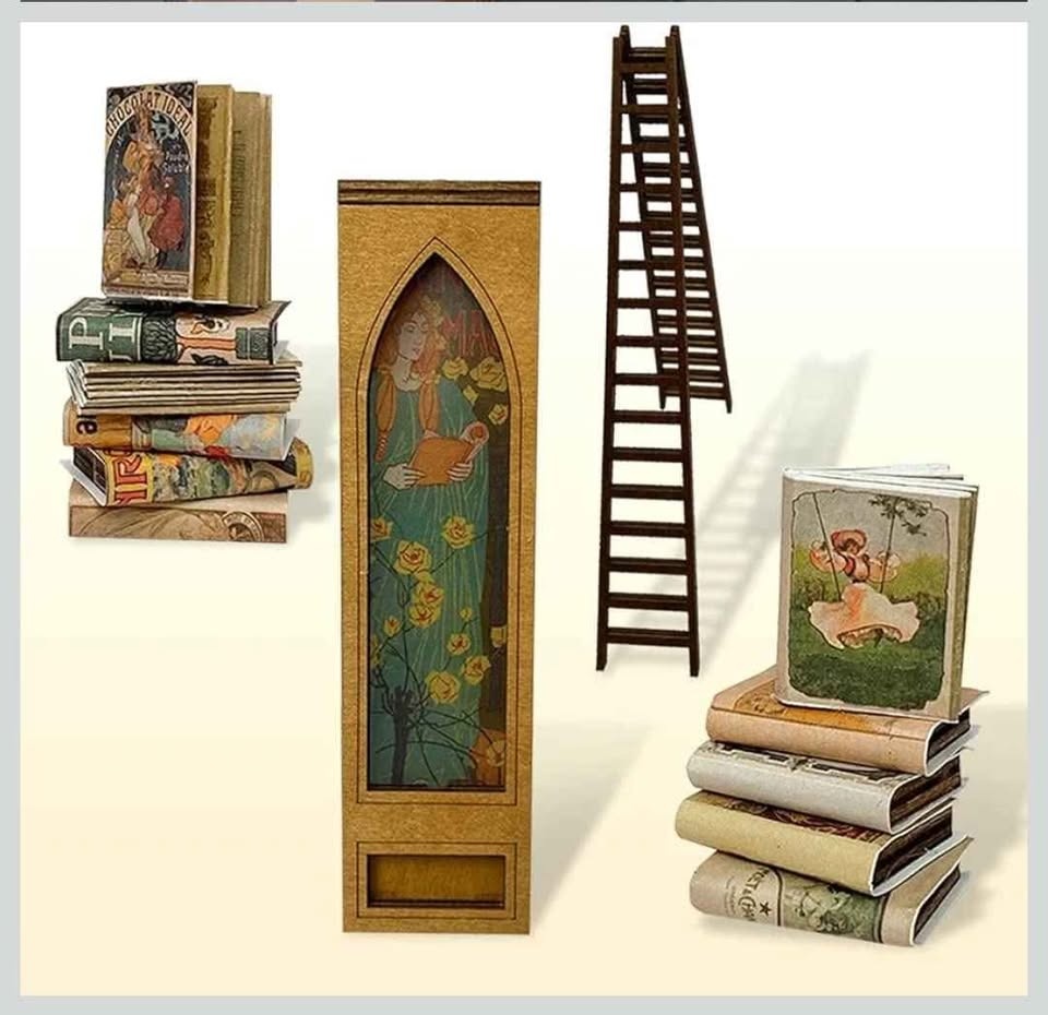 DIY Wooden Book Nook Kit * Elves Library * Miniature * NEW - photo 5