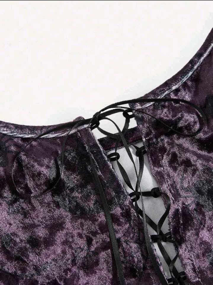 Romantic Purple Velvet Dress * Goth * Halloween * Vampire * NEW - photo 4