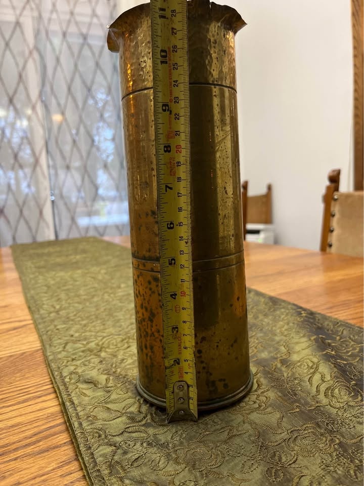 Rare WWII Brass Art Vase – 1942 Shell Casing Collectible - photo 3