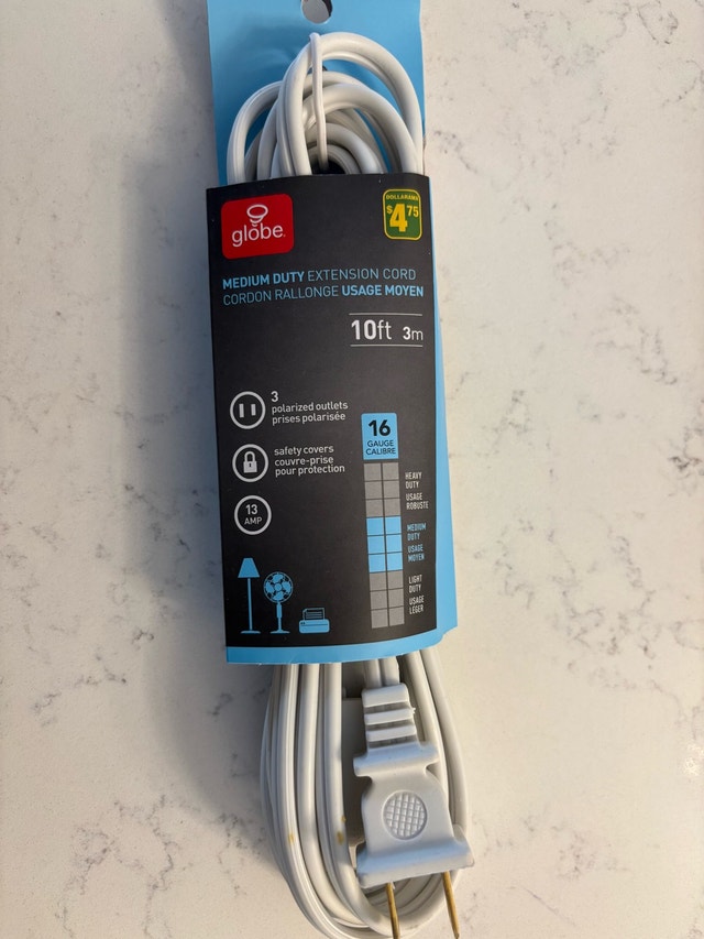10ft Medium-Duty Extension Cord – $4