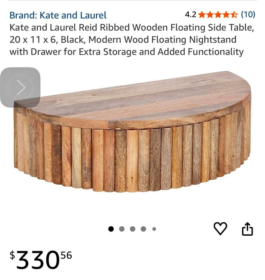 BRAND NEW Mango Wood Ribbed Texture Wall Shelf