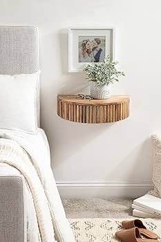 BRAND NEW Mango Wood Ribbed Texture Wall Shelf - photo 2
