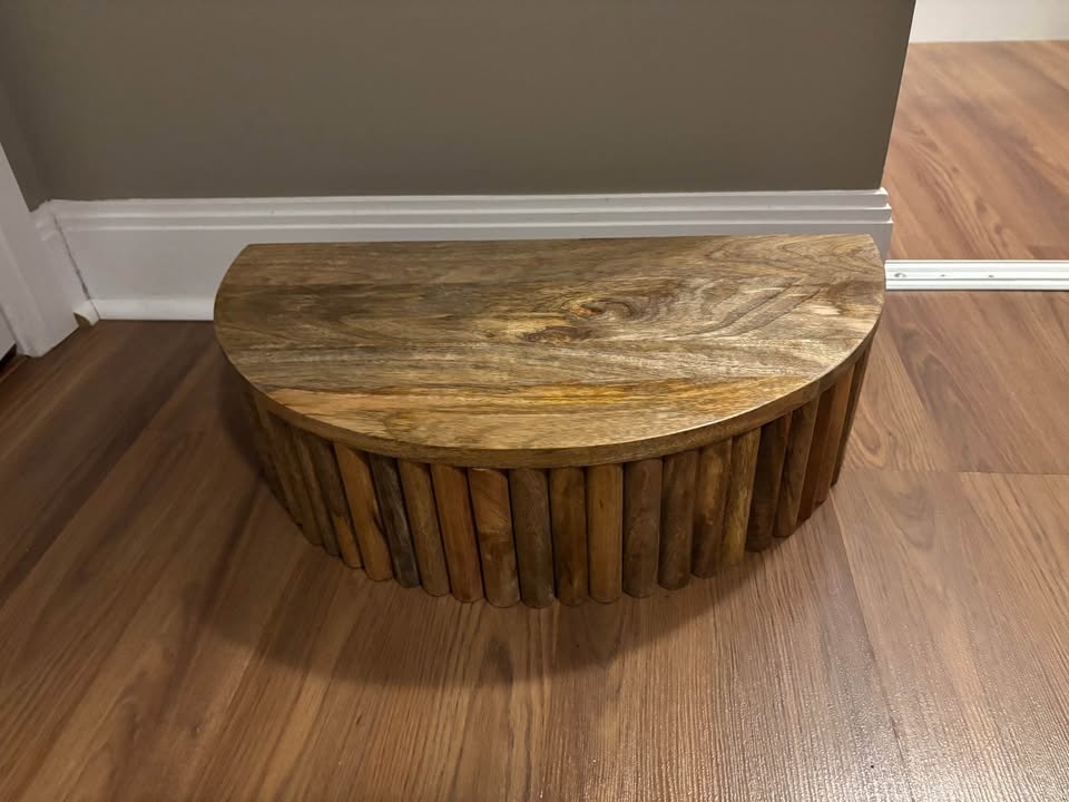 BRAND NEW Mango Wood Ribbed Texture Wall Shelf - photo 5