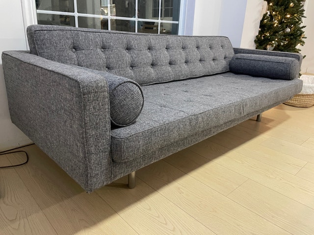 Modern Grey Tufted Sofa – Removable/Washable Covers